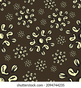 Indonesia batik seamless pattern. suitable to print on textile. flower pattern on dark brown background