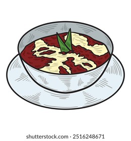 Indonesia Beverages Illustration Colored - Bubur Ketan