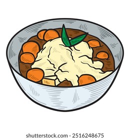 Indonesia Beverages Illustration Colored - Bubur Sumsum