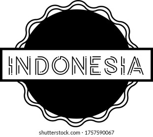 INDONESIA black stamp on white background. Stamps and stickers series.