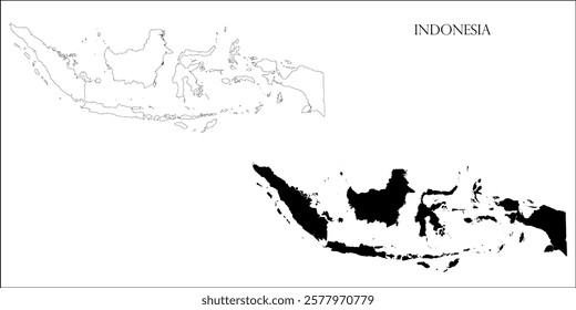 Indonesia Blank Map, Indonesia Map Outline Vector Images