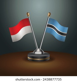 Indonesia and Botswana table flags relation with gradient backgrund. Vector Illustration