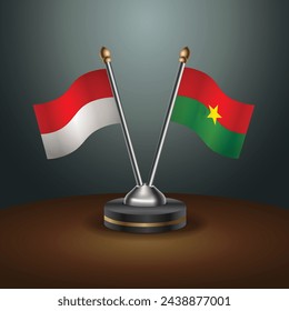 Indonesia and Burkina table flags relation with gradient backgrund. Vector Illustration