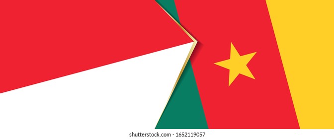 Indonesien und Kamerun Flaggen, zwei Vektorillustrationen Flaggen Symbol für Beziehung oder Konfrontation.