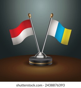 Indonesia and Canary Islands table flags relation with gradient backgrund. Vector Illustration