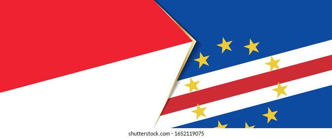 Indonesia and Cape Verde flags, two vector flags symbol of relationship or confrontation.
