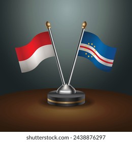 Indonesia and Cape Verde table flags relation with gradient backgrund. Vector Illustration