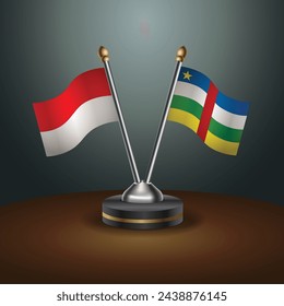Indonesia and Central African Republic table flags relation with gradient backgrund. Vector Illustration
