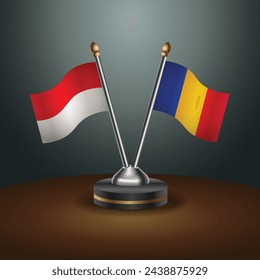 Indonesia and Chad table flags relation with gradient backgrund. Vector Illustration