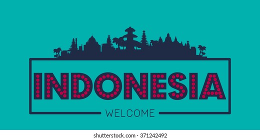 Indonesia City Skyline Silhouette Vector Design