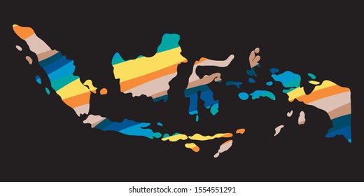 Indonesia colorful vector map silhouette