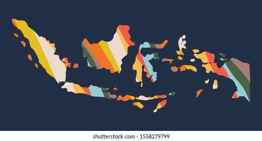 Indonesia colorful vector map silhouette