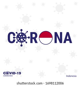 Indonesia Coronavirus Typography. COVID-19 country banner. Stay home, Stay Healthy. Take care of your own health