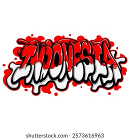 indonesia country flag in graffiti art style