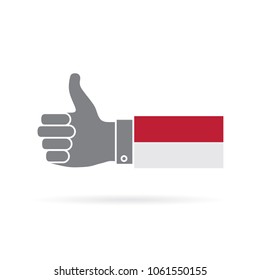 Indonesia country flag thumbs up vector icon