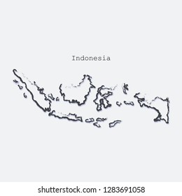 Indonesia country map line shape. Brush style. Vector illustration