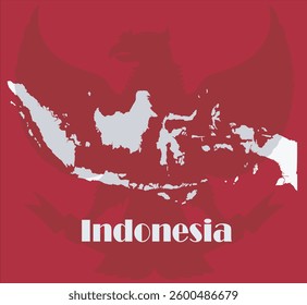 Indonesia country map vector illustration with red background