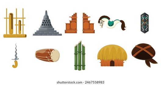 Indonesia Culture Element Illustration Set