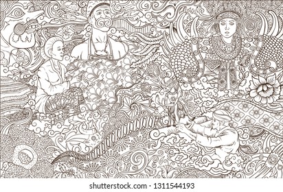 Indonesia Culture Outline  Illustration