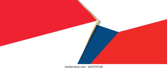 Indonesia and Czech Republic flags, two vector flags symbol of relationship or confrontation.