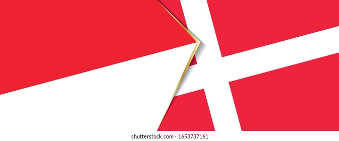 Indonesia and Denmark flags, two vector flags symbol of relationship or confrontation.