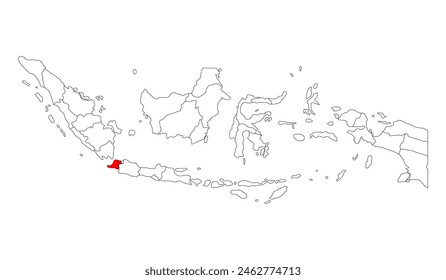 Indonesia detallada forma del mapa de Banten, concepto gráfico de Web plano símbolo Ilustración vectorial .