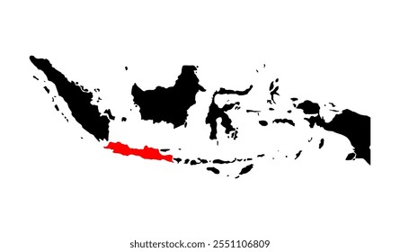 Indonesia detailed Java map shape, Flat web graphic concept icon symbol vector illustration .