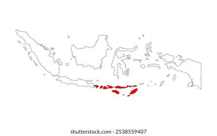 Indonésia detalhado Lesser Sunda Islands forma do mapa, Flat web conceito gráfico ícone símbolo vetor ilustração .