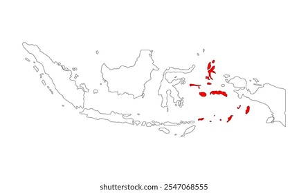 Indonésia detalhado Maluku Islands forma mapa, plano web gráfico conceito ícone símbolo vetor ilustração .