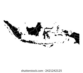 Forma de mapa detallada de Indonesia, Icono de concepto gráfico web plano, ilustración vectorial.