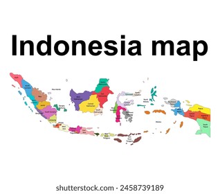 Indonesia detailed map shape, Flat web graphic concept icon symbol vector illustration .