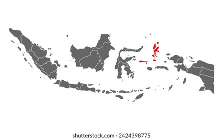 Indonesia detailed North Maluku map shape, Flat web graphic concept icon symbol vector illustration .