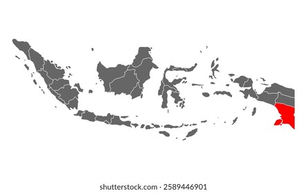 Indonesia detailed South Papua map shape, Flat web graphic concept icon symbol vector illustration .