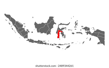 Indonesia detallada forma del mapa de Sulawesi del Sur, concepto gráfico de Web plano símbolo Ilustración vectorial .