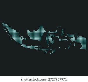 Indonesia Digital Point Grid Map em azul para dados de comércio eletrônico. Mapa da Indonésia em estilo pontilhado.