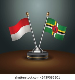 Indonesia and Dominica table flags relation with gradient backgrund. Vector Illustration