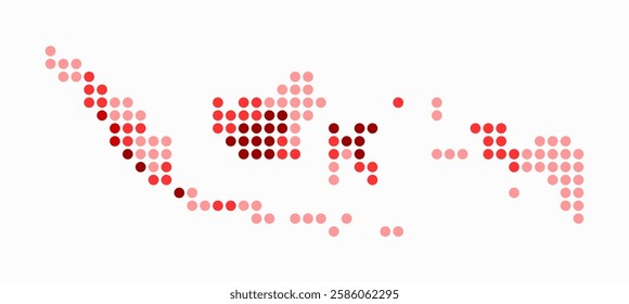 Indonesia dotted map. Digital style map of the country on a white background. Indonesia shape with circle dots. Colored dots style. Large size circles. Trending vector illustration.