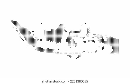 Indonesia dotted map with grunge texture in dot style. Abstract vector illustration of a country map with halftone effect for infographic. 