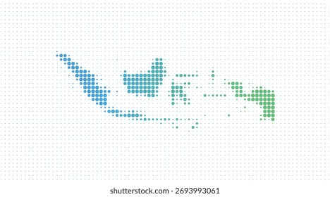 Mapa punteado de Indonesia en estilo de semitono moderno, Ilustración vectorial sobre fondo blanco