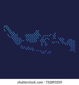 Indonesia Dotted Map Vector Round Design Gradient Art Abstract Illustration Clip Art.