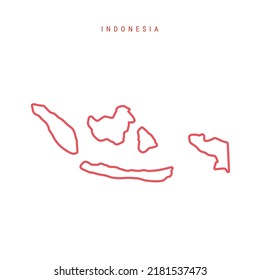 Indonesia editable outline map. Indonesian red border. Country name. Adjust line weight. Change to any color. Vector illustration.