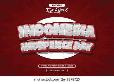 Indonesia editable text effect with 3d text style and red comic background