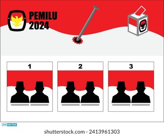 Indonesia Election Day concept. (translation text kpu, pilpres, serentak PEMILU = election). Eps Vector