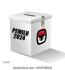 Indonesia Election Day with voting box. (translation text kpu, pilpres, PEMILU = election). Eps Vector