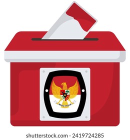 Indonesia election vote box election illustration vector KPU or pilkada 2024 isolated on white background.