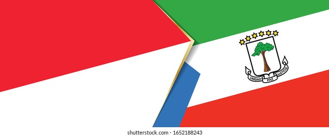 Indonesia and Equatorial Guinea flags, two vector flags symbol of relationship or confrontation.