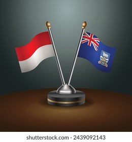 Indonesia and Falkland Islands table flags relation with gradient backgrund. Vector Illustration