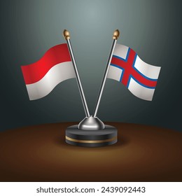 Indonesia and Faroe Islands table flags relation with gradient backgrund. Vector Illustration