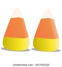 Indonesia, February 15th 2021 - Two candy corns for the Halloween celebration. The vector is perfect for the candy wrap display