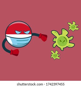indonesia fight with virus vector illustration icon